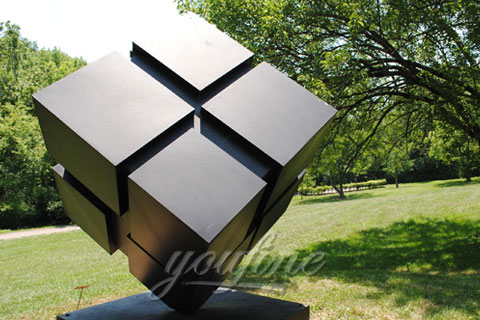 New Design Outdoor abstract garden stainless steel cube sculpture for sale