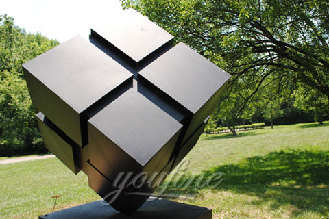 2017 New Design Outdoor abstract garden stainless steel cube sculpture for sale