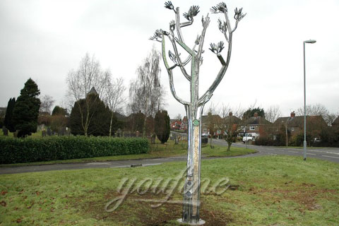 Outdoor Large Abstract Mirror polished stainless steel tree sculptures for yard on Sale
