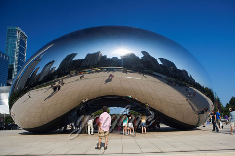 Outdoor Contemporary polished stainless steel Sculpture Construction of Cloud Gate for Sale