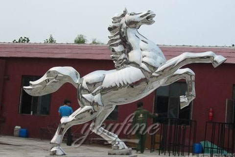 Outdoor Large Garden Abstract Running Horse Sculptures Metal In Stainless Steel for Sale