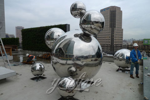 Modern China Outdoor Mirror polished Abstract Sculpture in Stainless Steel for Sale