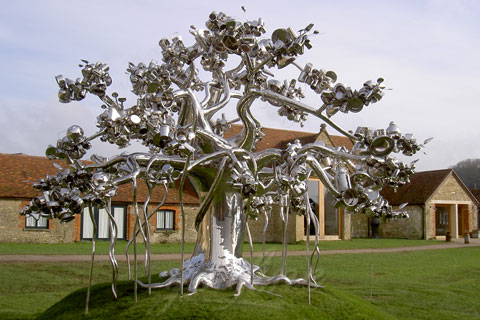 Modern high polished stainless steel sculpture for sale for garden