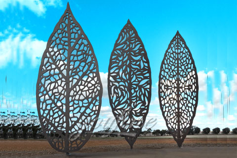 New Design Outdoor Abstract Stainless Steel Three Leaves Sculpture for sale