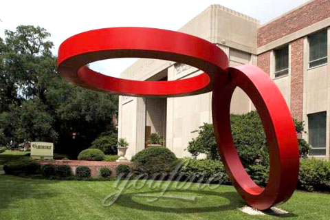 Outdoor Abstract stainless steel Two Circles Kissing sculptures for garden or yard for Sale SSS-079