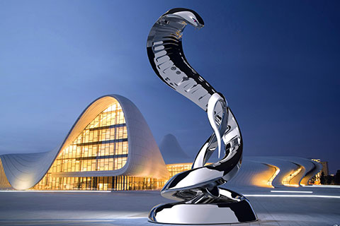 Outdoor large mirror stainless steel snake sculptures for sale