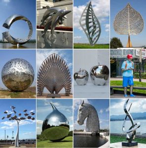 Outdoor Classical Modern Mirror polished stainless steel sculpture for sale