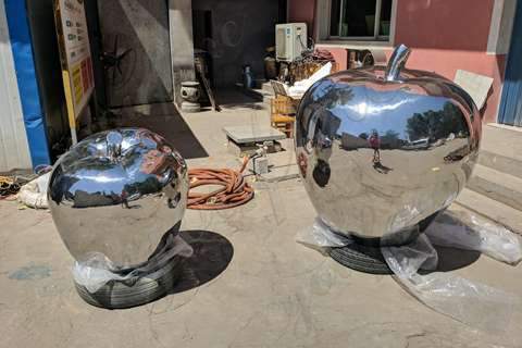 Mirror Polished Beautiful Stainless Steel Apple Sculptures for Sale