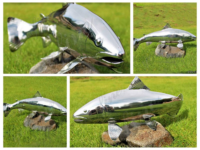 Large Metal Fish Sculpture Stainless Steel Yard Art