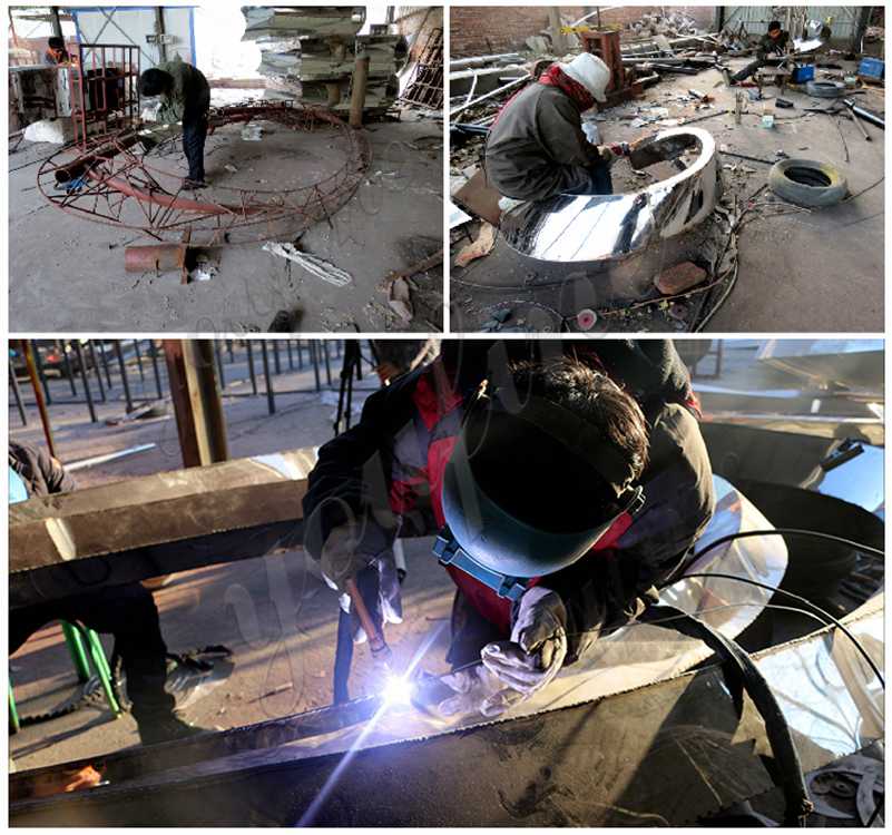 process of Feather Stainless Steel Sculpture