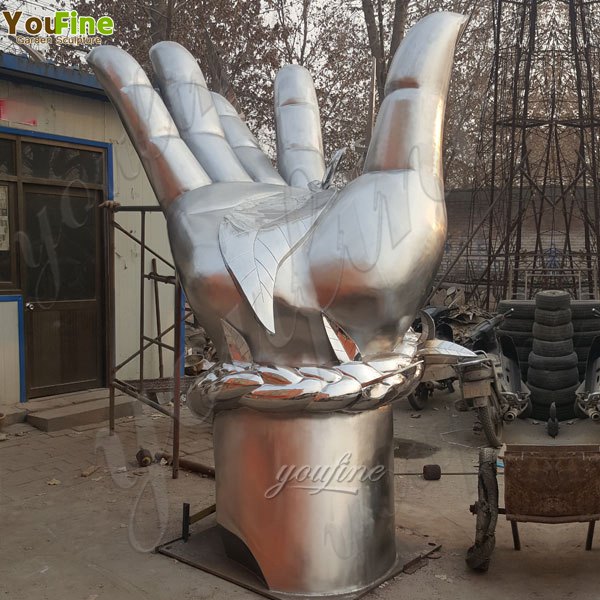 Large Outdoor Modern Abstract Stainless Steel Hand Sculpture for Sale CSS-07