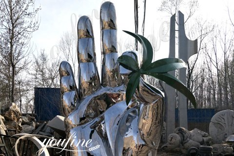 Custom Made Mirror Polished Stainless Steel Hand sculptures for sale CSS-16