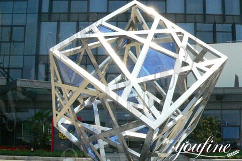 Modern Stainless Steel Cube Sculpture Decor for Sale CSS-219