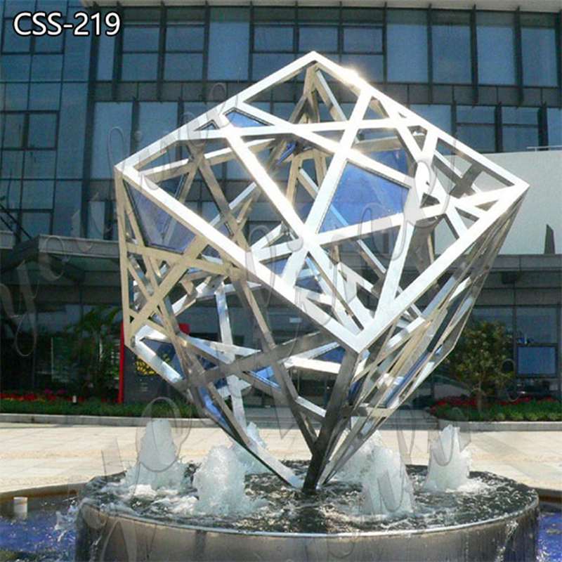 Modern Stainless Steel Cube Sculpture Square for Sale CSS-219