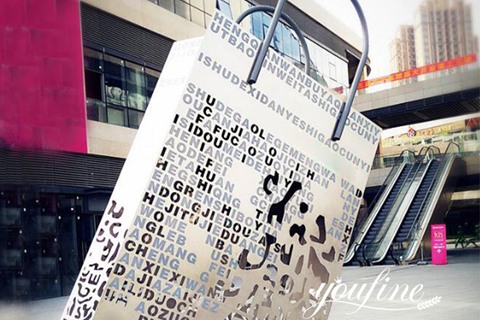 Stainless Steel Sculpture Metal Bag Shopping Mall Decor for Sale