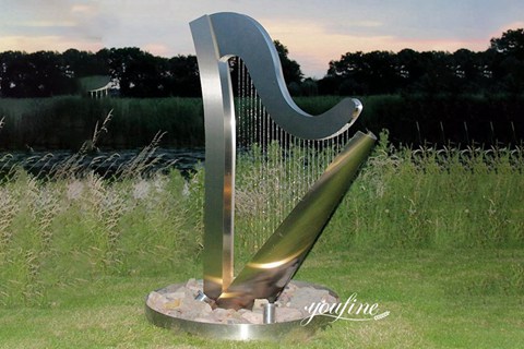 Large Stainless Steel Metal Harp Water Fountain Sculpture for Sale CSS-250