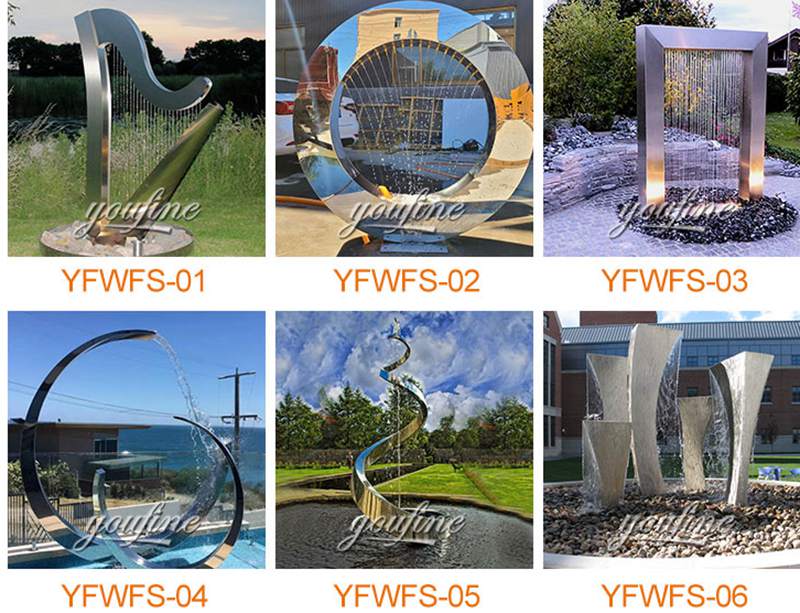 Large Stainless Steel Metal Harp Water Fountain Sculpture for Sale CSS-250