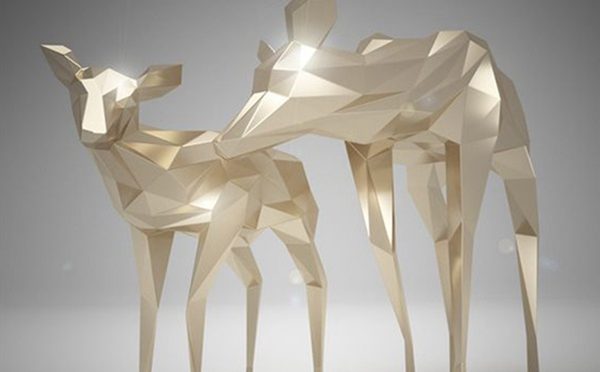 Stainless steel geometry deer sculpture