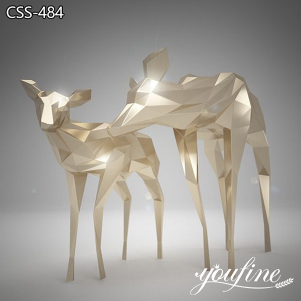 Life Size Stainless Steel Geometry Deer Statue for Sale CSS-484