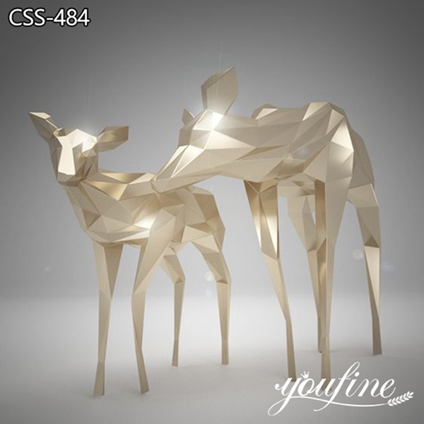 Life Size Stainless Steel Geometry Deer Statue for Sale CSS-484