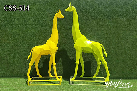 Large Outdoor Colorful Giraffe Metal Sculpture Square Decor Wholesale CSS-514