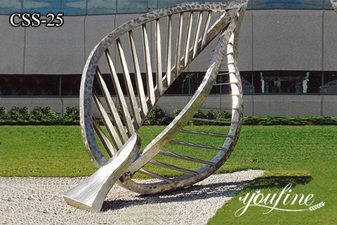 Stainless Steel Leaf Sculpture Lawn Decor Factory Supplier CSS-25