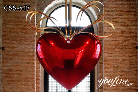 Famous Hanging Stainless Steel Heart Sculpture Jeff Koon Art Decor for Sale  CSS-547