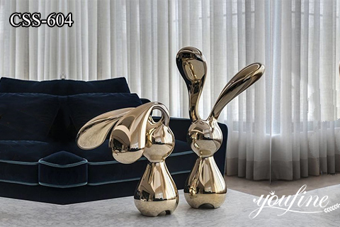 Modern High-polished Famous Rabbit Stainless Steel Sculpture for Sale CSS-604