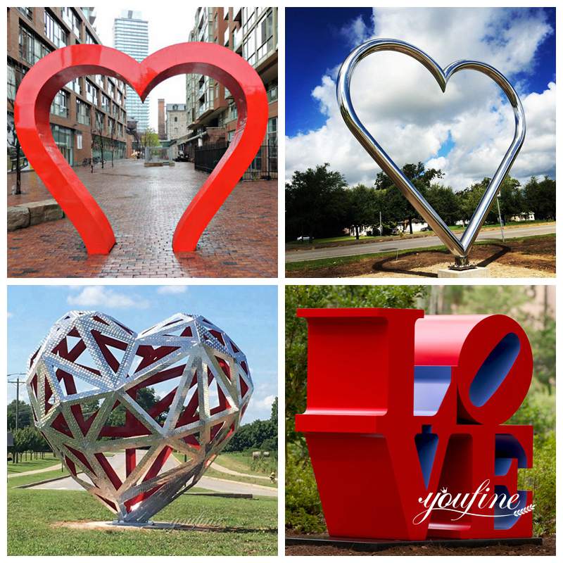 Metal Hollow Heart Sculpture-youfine sculpture