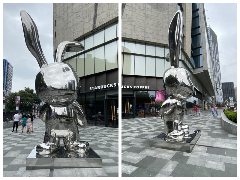 Modern High-polished Art Rabbit Stainless Steel Sculpture for Sale 