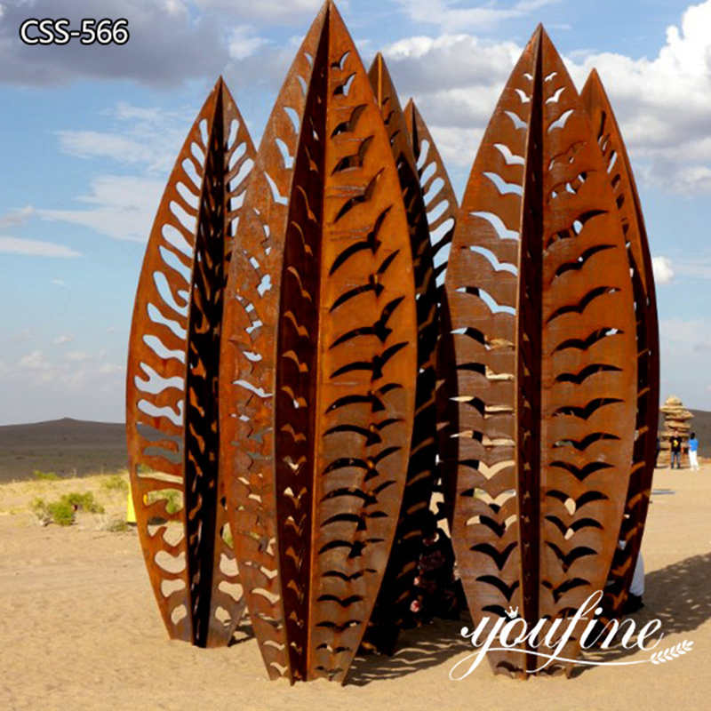 Customized Large Metal Leaves Sculpture Corten Steel Outdoor Decoration Wholesale