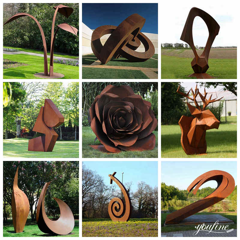 Customized Large Metal Leaves Sculpture Corten Steel Outdoor Decoration Wholesale