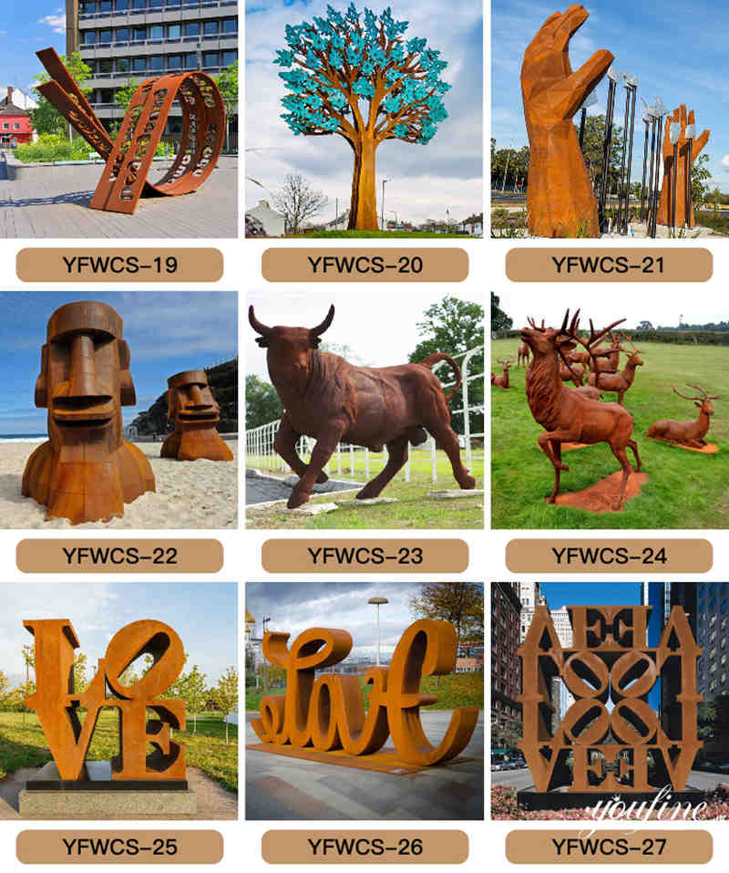 Customized Large Metal Leaves Sculpture Corten Steel Outdoor Decoration Wholesale