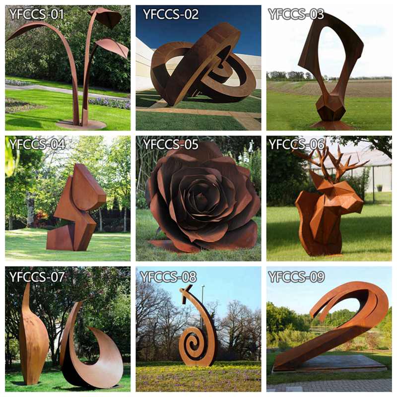 Large Modern Corten Steel Abstract Sculpture Outdoor Art Decor factory supplier