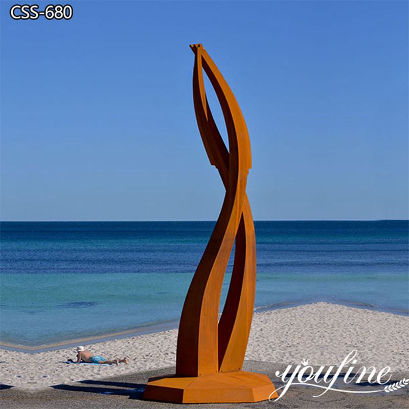 Large Modern Corten Steel Abstract Sculpture Outdoor Art Decor factory supplier